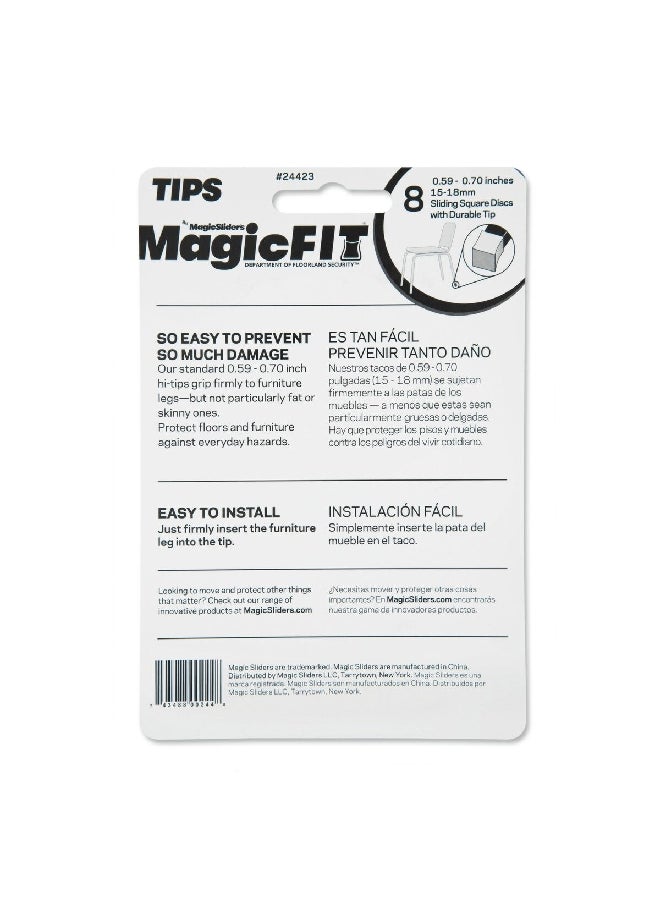 Magic Sliders - 8-Piece Durable Rubber Square Shape Sliding Disc Felt Pad Set Clear 0.59 - 0.70 Inch 24423 - Image 1
