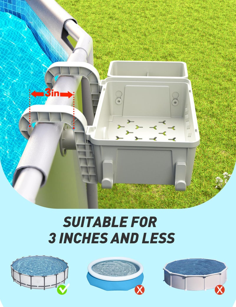 POOLHACKER [PATENTED] POOLHACKER 2025 Upgrade 2 Sets Poolside Storage Basket - Original Above Ground Pool Accessories, Swimming Pool Storage Basket with Pool Cup Holder, Poolside Storage to Organize Cup Towel - Image 2