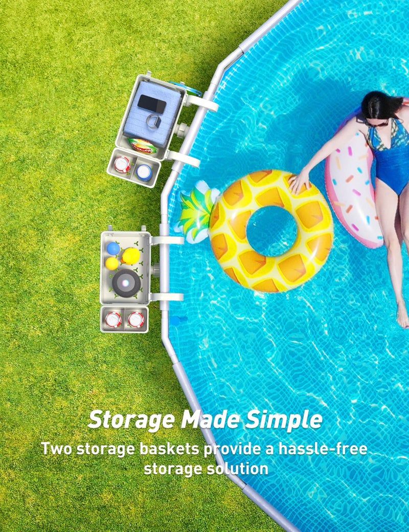 POOLHACKER [PATENTED] POOLHACKER 2025 Upgrade 2 Sets Poolside Storage Basket - Original Above Ground Pool Accessories, Swimming Pool Storage Basket with Pool Cup Holder, Poolside Storage to Organize Cup Towel - Image 5