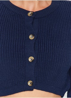 trendyol Navy Blue Crop Basic Knitwear Cardigan TWOAW24HI00419  - Image 5