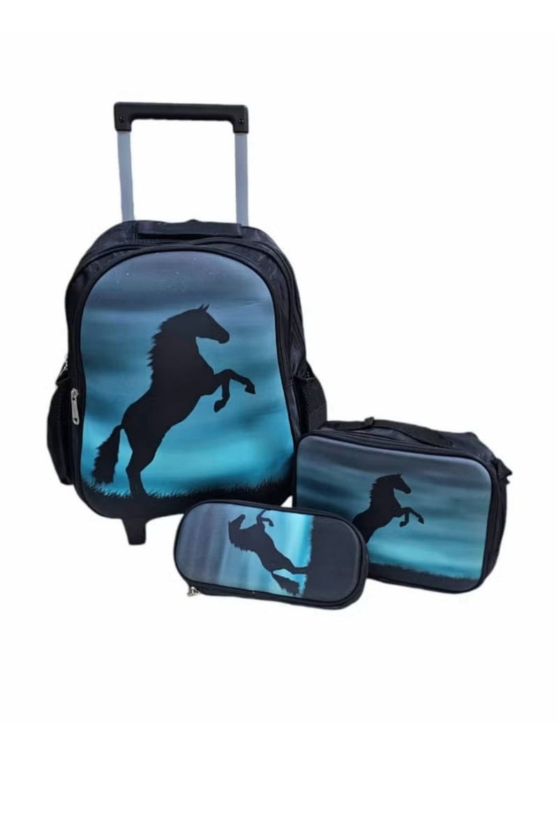 شنطة ظهر مدرسية بعجلات 3في 1مقاس 15 بوصة العودة للمدرسة - Image 1