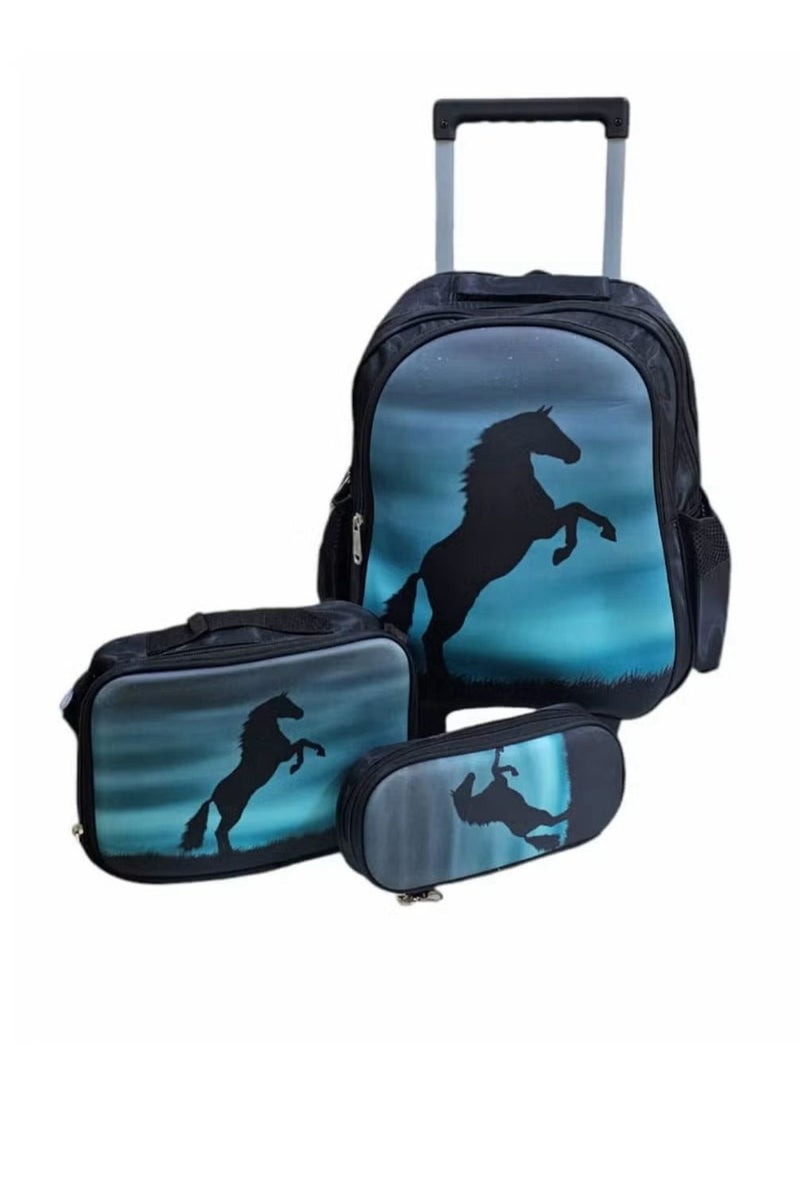 شنطة ظهر مدرسية بعجلات 3في 1مقاس 15 بوصة العودة للمدرسة - Image 3