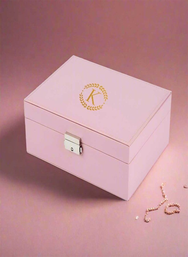 نتكيس صندوق مجوهرات نوتكيس مُصمم خصيصًا مع قفل للذهب - صندوق مجوهرات فاخر من جلد البولي يوريثان، منظم آمن وأنيق للمنزل والسفر - Image 1