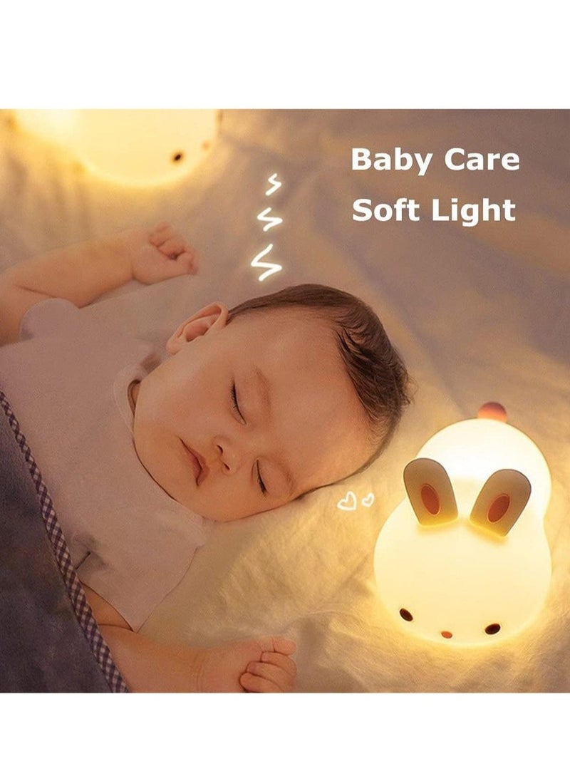 JAJEEK Cute Kids Night Light - Bunny LED Night Lamp for Kids Bedroom, Toddler & Baby, Portable Silicone Nightlight with Rechargeable Battery, Soft Glow Nursery Light for Boys & Girls - Image 4