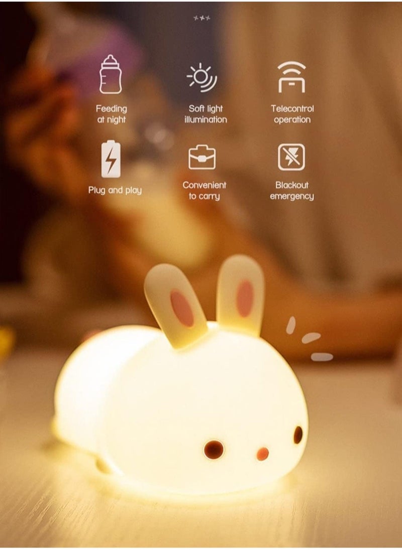 JAJEEK Cute Kids Night Light - Bunny LED Night Lamp for Kids Bedroom, Toddler & Baby, Portable Silicone Nightlight with Rechargeable Battery, Soft Glow Nursery Light for Boys & Girls - Image 5