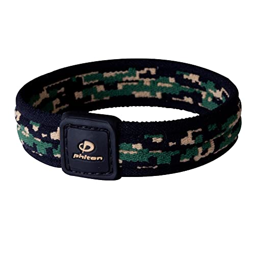 Phiten X30 Digital Camo Titanium Bracelet - Sport Bracelet Permeated with X30 Aqua-Titanium Technology for Alternative Healing - Power Elastomer Core with Micro Titanium Spheres - Woodland, 6 Inch - Image 1