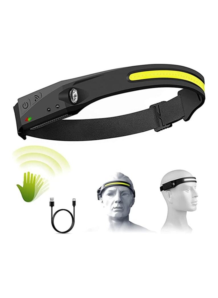 Generic Headlamp Rechargeable Head Torch With Motion Sensor 350 Lumens Waterproof Headlamp For Kids Adults Running Camping  - Image 1