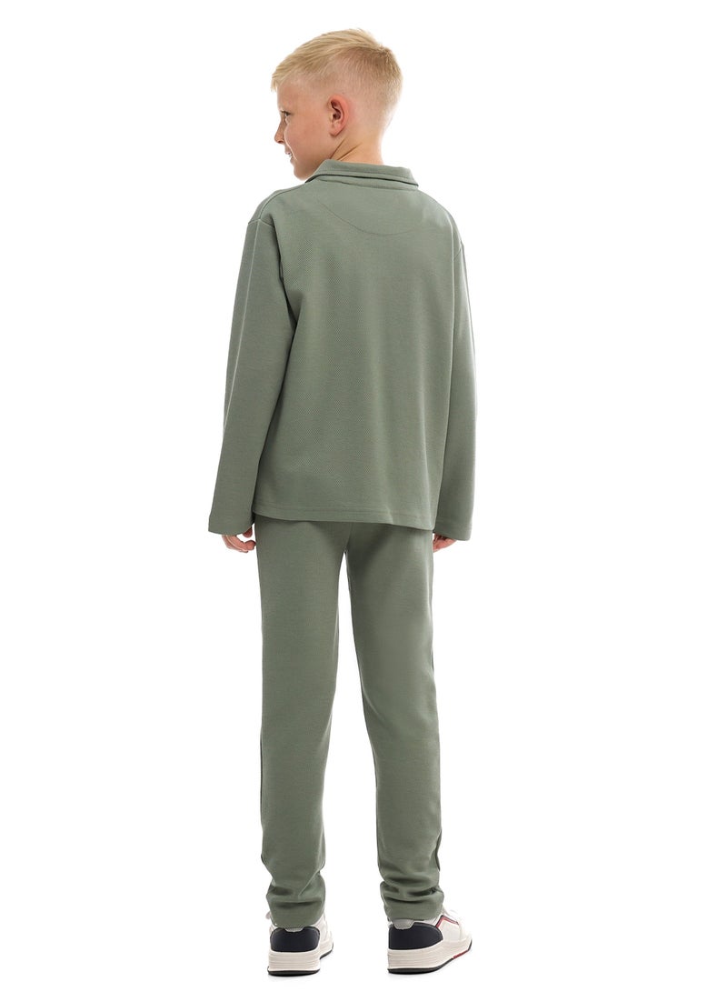 victor and jane Boys’ Utility Jacket & Jogger Set – Lt Olive - Image 2