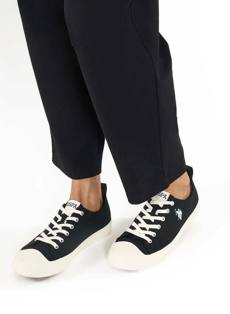 U.S. Polo Assn. Men's Black Low-Top Canvas Sneakers - Iconic Branding for a Clean Look