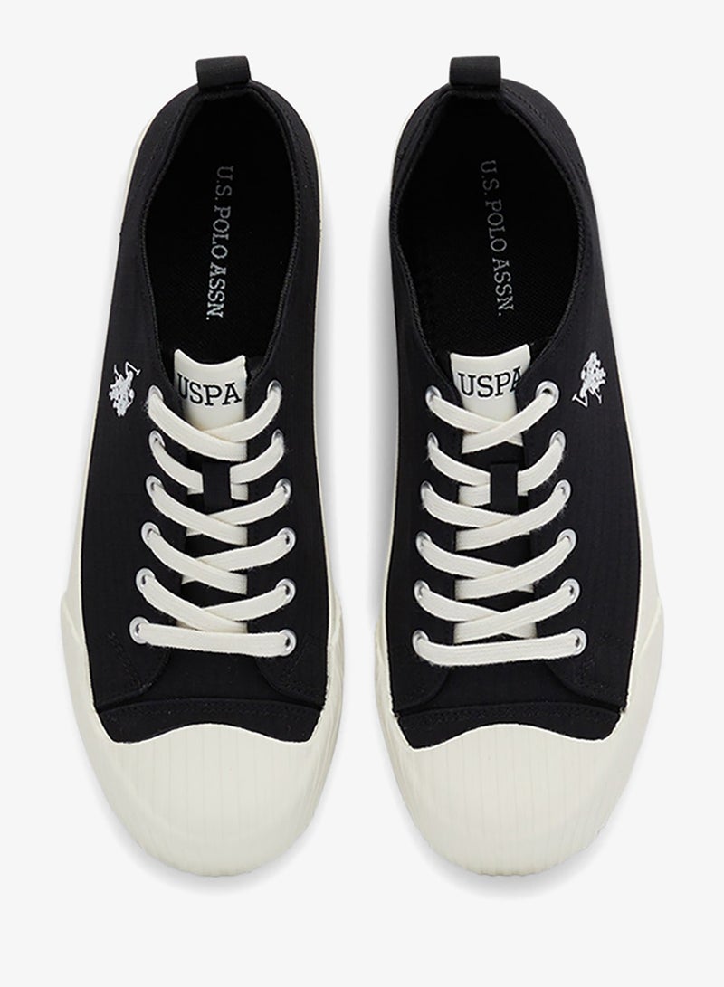 يو اس بولو اسن سنيكرز رجالي أسود قماش بتصميم منخفض وعلامة تجارية مميزة - Image 4