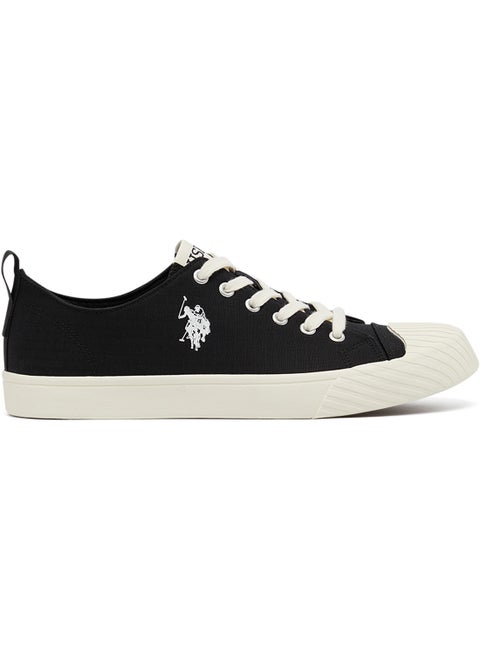 Men's Black Low-Top Canvas Sneakers - Iconic Branding for a Clean Look