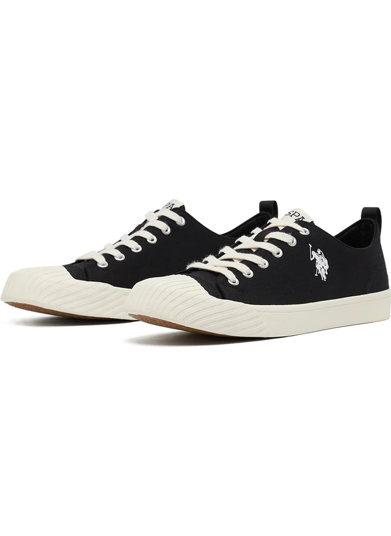 يو اس بولو اسن Men's Black Low-Top Canvas Sneakers - Iconic Branding for a Clean Look