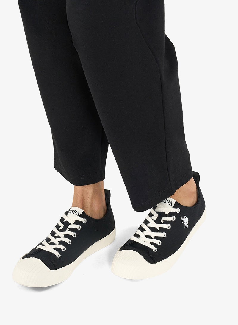 Men's Black Low-Top Canvas Sneakers - Iconic Branding for a Clean Look Shoes image 9