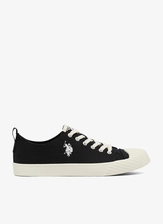 Men's Black Low-Top Canvas Sneakers - Iconic Branding for a Clean Look Shoes