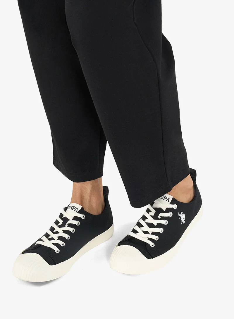 U.S. Polo Assn. Black Men's Black Low-Top Canvas Sneakers - Iconic Branding for a Clean Look Shoes for Men | Best Price UAE
