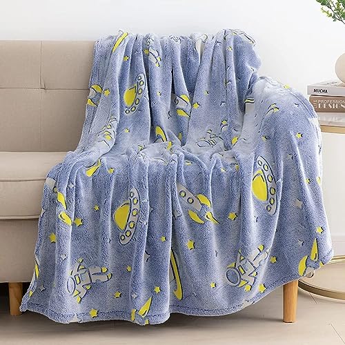 kunya® Glow in The Dark Printed Blanket for Kids, Light Weight Soft Cozy | All Season Blanket for Baby Boys & Girls |Fur Blanket | Winter Quilt - Image 2