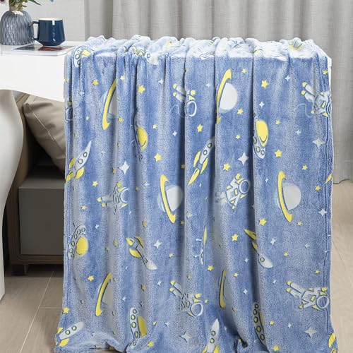 kunya® Glow in The Dark Printed Blanket for Kids, Light Weight Soft Cozy | All Season Blanket for Baby Boys & Girls |Fur Blanket | Winter Quilt - Image 3