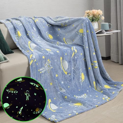 kunya® Glow in The Dark Printed Blanket for Kids, Light Weight Soft Cozy | All Season Blanket for Baby Boys & Girls |Fur Blanket | Winter Quilt - Image 1