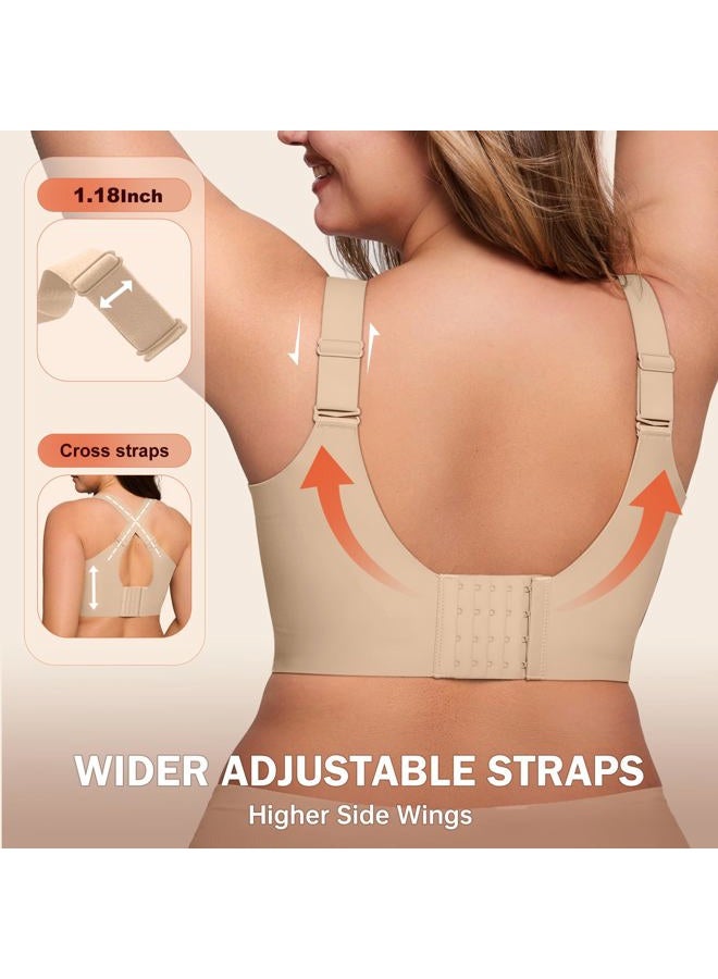 LetsJoli Bras for Women Supportive Wireless Push Up Bra Full Coverage No Underwear Seamless Plus Size for Older Women, Skin, XL - Image 4