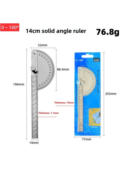 Yun Bei Woodworking Triangle Ruler Aluminum Alloy Woodworking Right Angle Ruler 7inch English/metric 90 Degree Angle Ruler Edge Angle Sample-Model:A1189-14cm Solid Angle Ruler 76.8g