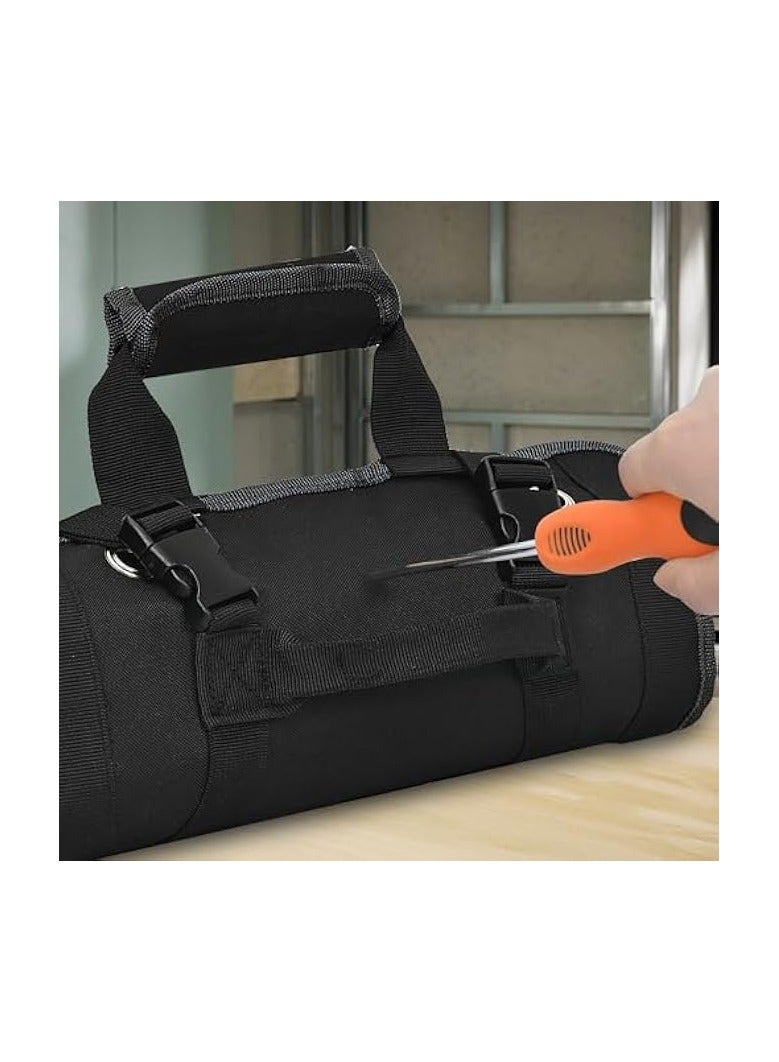 erorex Tool Bag Roll Portable Strap Type Waterproof Hard Bottom Tool Organizer Multifunctional Large-Capacity Electrician Woodworking Tool Handbag for Storing Hand Tools Power Tools and Accessories(Black)  - Image 1
