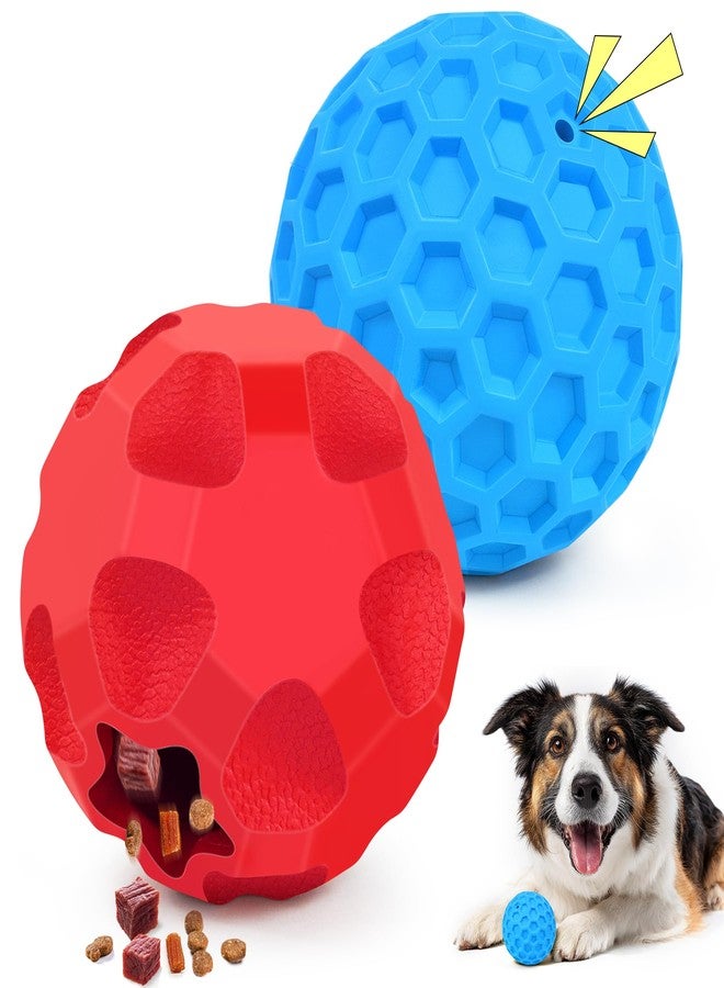 TROUSKAIG 2 Pack Indestructible Dog Toy Balls for Aggressive Chewers, Interactive 3.15”Squeaky Dog Balls and 3.54”Treat Dispensing Ball to Keep Them Busy, Chew Toys for Large Dogs, Enrichment Toy - Image 1