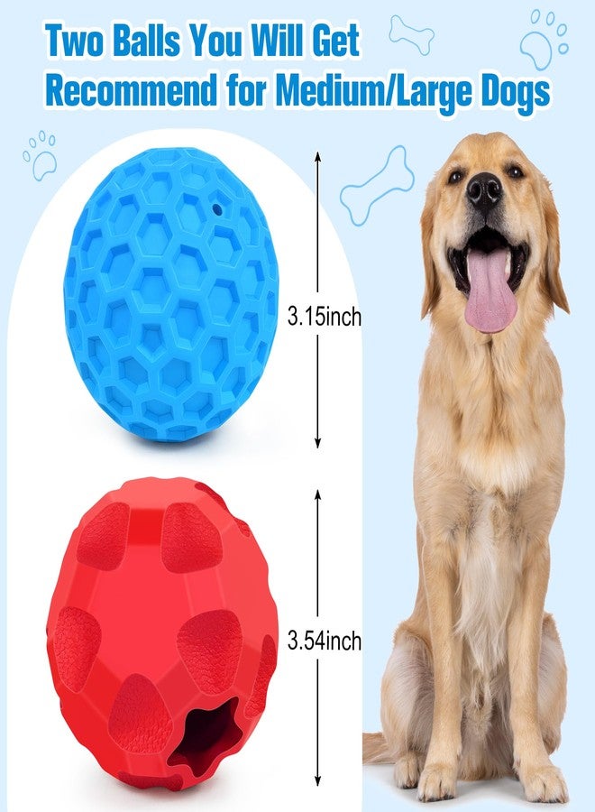TROUSKAIG 2 Pack Indestructible Dog Toy Balls for Aggressive Chewers, Interactive 3.15”Squeaky Dog Balls and 3.54”Treat Dispensing Ball to Keep Them Busy, Chew Toys for Large Dogs, Enrichment Toy - Image 2