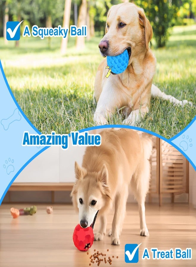 TROUSKAIG 2 Pack Indestructible Dog Toy Balls for Aggressive Chewers, Interactive 3.15”Squeaky Dog Balls and 3.54”Treat Dispensing Ball to Keep Them Busy, Chew Toys for Large Dogs, Enrichment Toy - Image 3