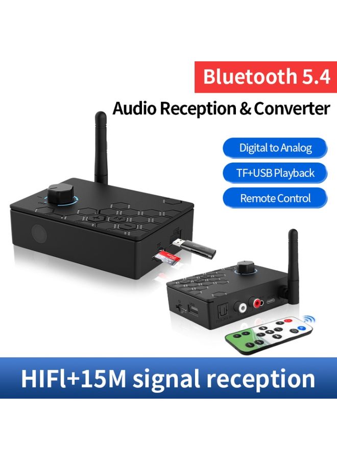 BURAQ Bluetooth 5.4 Receiver Digital To Analog Card U Disk Converter Adapter With Remote Control(Coaxial Conversion)  - Image 2