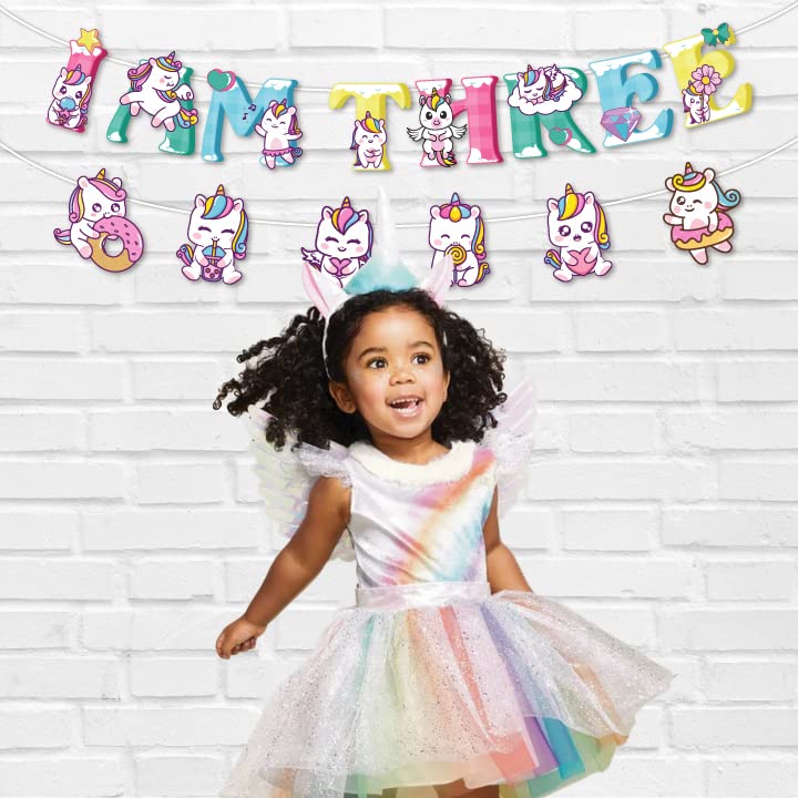 Festiko® 1 Pc I Am Three Birthday Unicorn Theme Banner, Unicorn Theme I Am Three Birthday Supplies, I Am Three Birthday Decoration, Unicorn Party Decorations, Unicorn Theme Supplies - Image 5