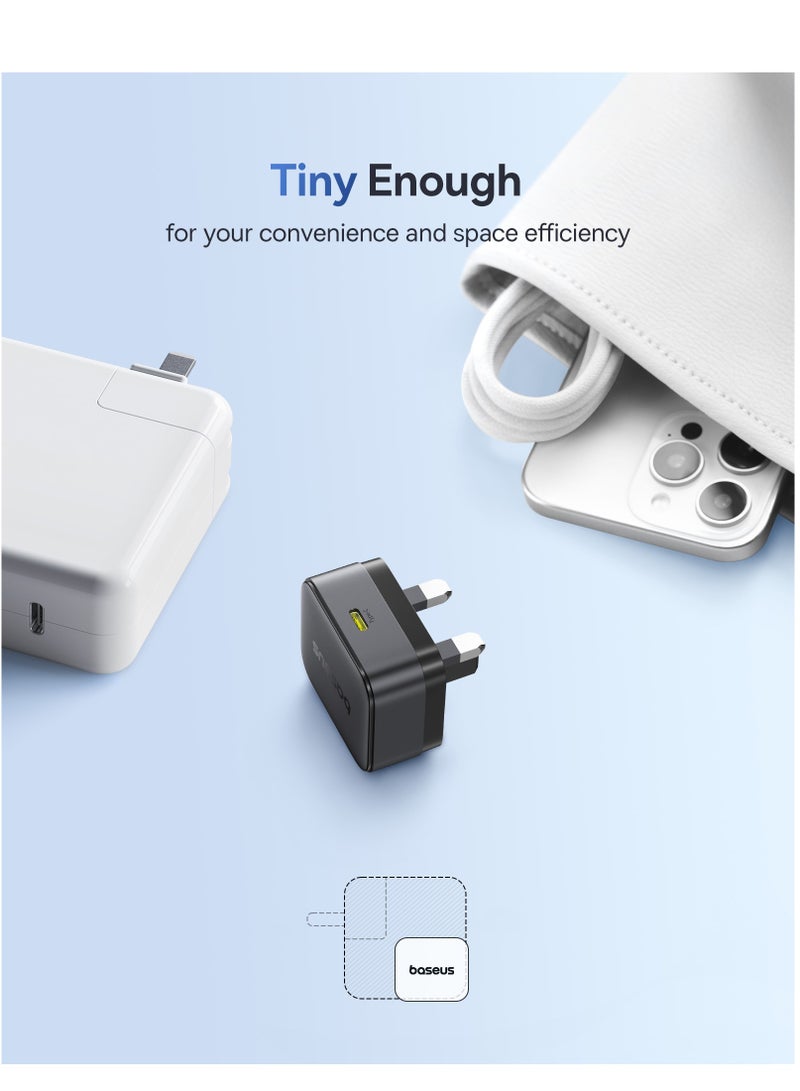 Baseus 30W GaN USB-C PD Charger with 1m Type-C Cable 60W, Fast Charging Wall Adapter Kit Compatible with iPhone 16 Pro Max/15/14, iPad Air/Pro, Samsung S25U/S24U, Xiaomi Redmi Note 14/13/12, POCO X7 Pro, HONOR, Realme, OnePlus, Type-C Power Adapter for Phones, Tablets and More (Black) 30W Type C Port- Black - Image 4
