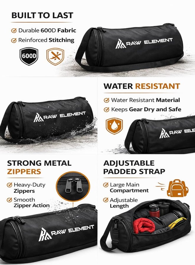 Raw Element Gym Duffle Bag with Fitness Accessories | Wrist Support Wraps | Protein Shaker Bottle | Workout Training Carry Kit for Home Travel Exercise - Image 3