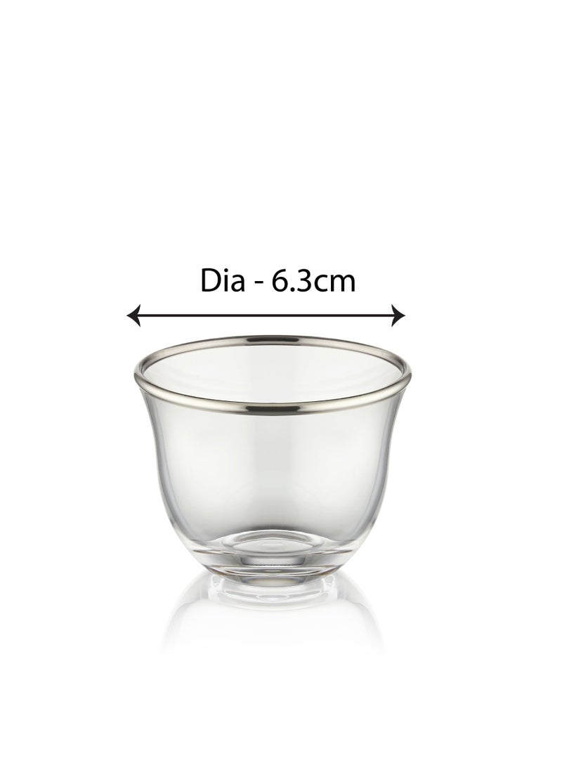 BLACKSTONE - 12PC Silver Rim Set Cawa Cups, suitable for coffee 60ML, Made In Turkey - Image 1