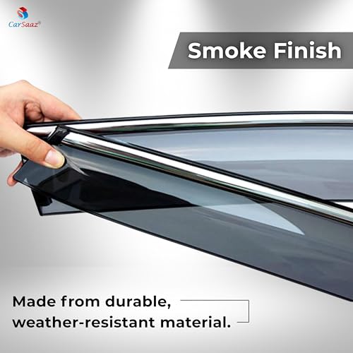 CAR SAAZ Unbreakable Chrome Smoke Door Visor for Zen (1993-2003)| Premium Sun, Rain Wind Deflector Chrome Strip Side Door Rain Visor – Set of 4 Pcs - Image 4