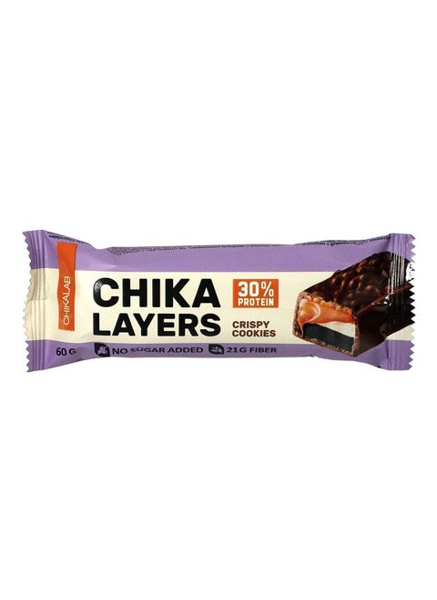 Chika Layers Protein Bar, Crispy Cookies, 1 Bar, High Fiber, 30% Protein