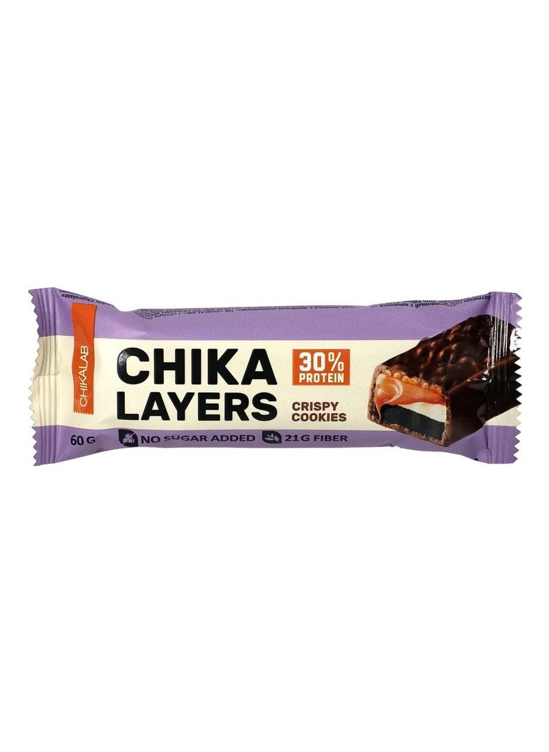 Chika Layers Protein Bar, Crispy Cookies, 1 Bar, High Fiber, 30% Protein
