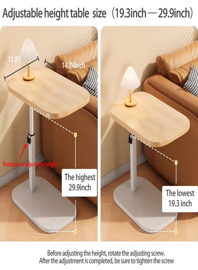 Vorriop Pedestal Adjustable c Table for Small Spaces，C Shaped End Table Desktop can Turn 360° and The Height of The Sofa Small TV Tray Table Can be Adjusted for Couch - Image 2