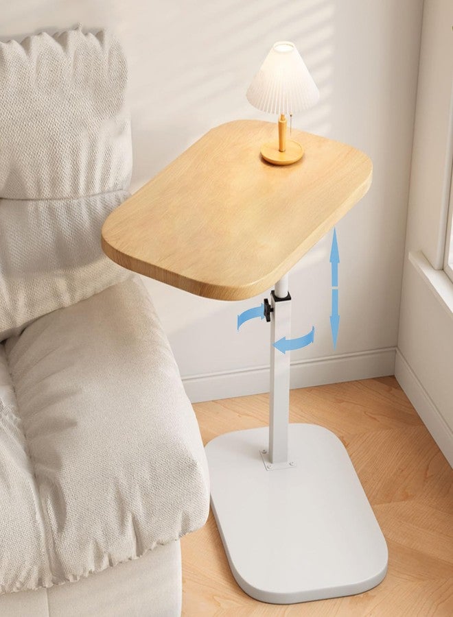 Vorriop Pedestal Adjustable c Table for Small Spaces，C Shaped End Table Desktop can Turn 360° and The Height of The Sofa Small TV Tray Table Can be Adjusted for Couch - Image 1