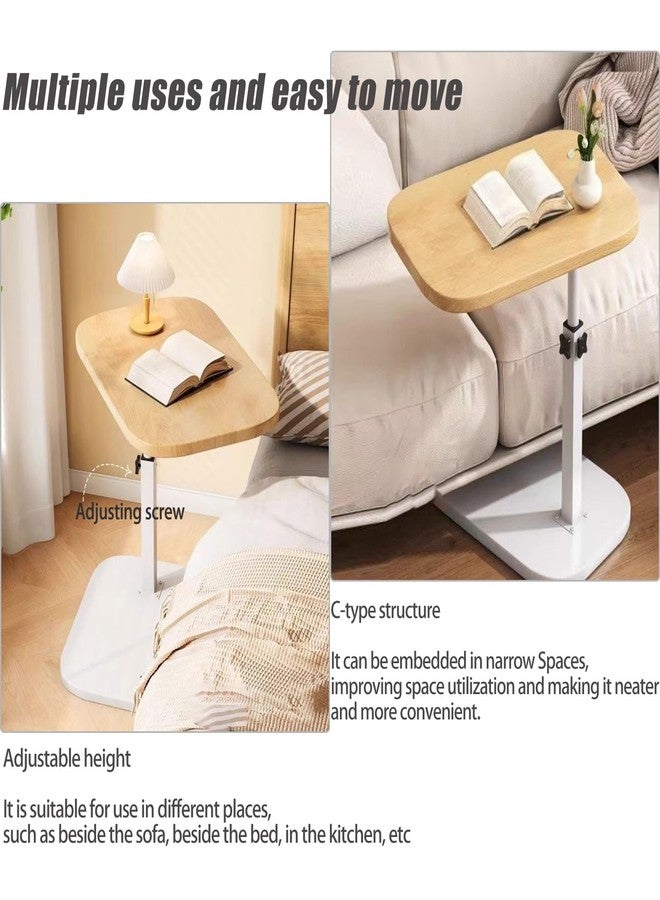 Vorriop Pedestal Adjustable c Table for Small Spaces，C Shaped End Table Desktop can Turn 360° and The Height of The Sofa Small TV Tray Table Can be Adjusted for Couch - Image 3