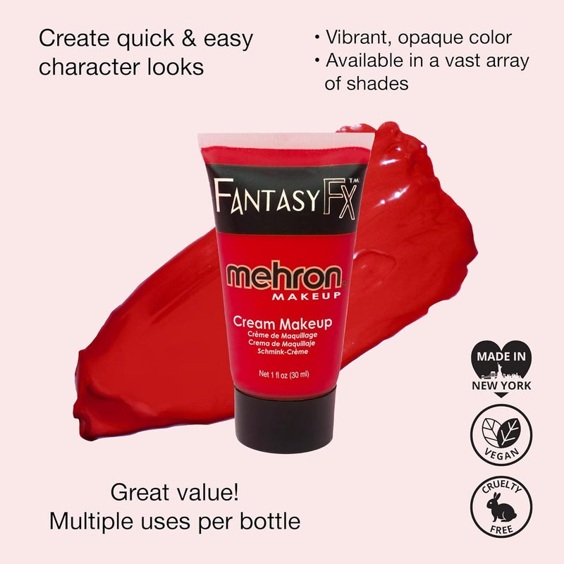 Mehron Makeup Fantasy FX Cream Makeup - Water Based Red Face Paint & Body Paint for Adults (1 fl oz) - Image 2
