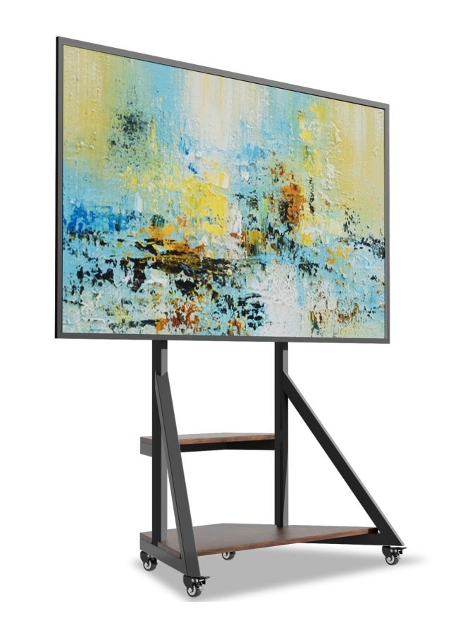 هيكسدريم حامل تلفزيون متحرك أرضي مزود بعجلات وأرفف لشاشة LCD/LED مسطحة منحنية كبيرة مقاس 65 إلى 100 بوصة حتى وزن 100 كجم، حامل تلفزيون بارتفاعات قابلة للتعديل VESA 800x600 مم، حامل تلفزيون متحرك لغرفة النوم والمكتب  - Image 4