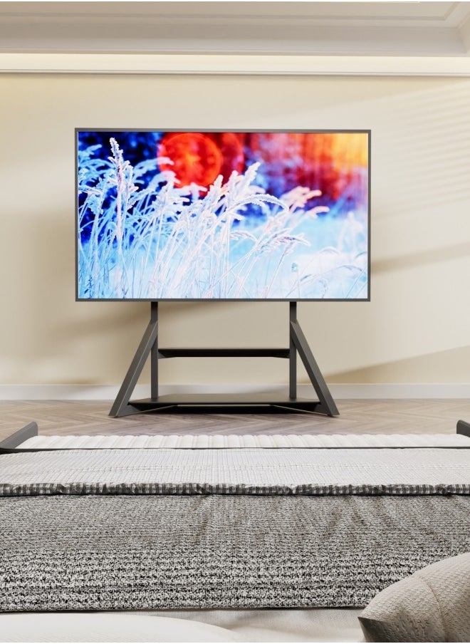 هيكسدريم حامل تلفزيون متحرك أرضي مزود بعجلات وأرفف لشاشة LCD/LED مسطحة منحنية كبيرة مقاس 65 إلى 100 بوصة حتى وزن 100 كجم، حامل تلفزيون بارتفاعات قابلة للتعديل VESA 800x600 مم، حامل تلفزيون متحرك لغرفة النوم والمكتب  - Image 5