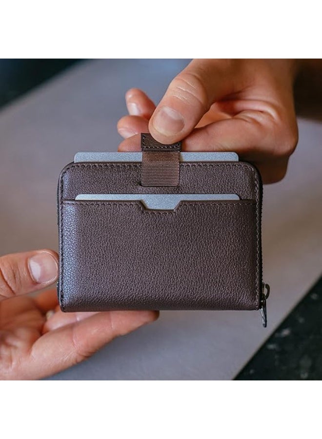 Vaultskin Minimalist Leather Zipper Wallet. Small RFID-Blocking Multi-Card Holder with Coin Compartment MAYFAIR - Image 2