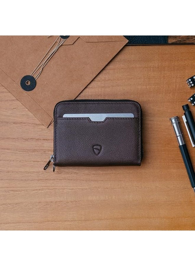 Vaultskin Minimalist Leather Zipper Wallet. Small RFID-Blocking Multi-Card Holder with Coin Compartment MAYFAIR - Image 4