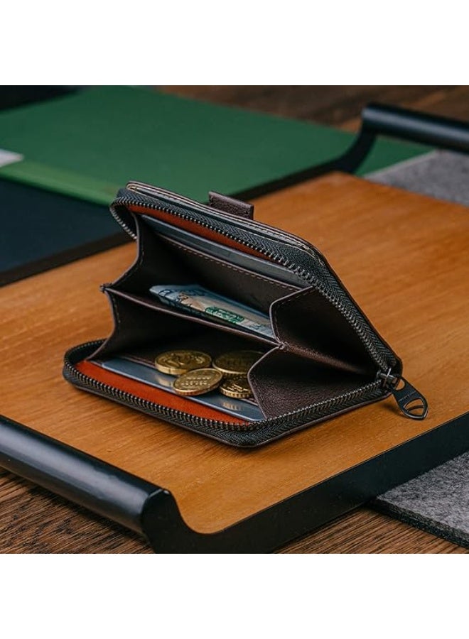 Vaultskin Minimalist Leather Zipper Wallet. Small RFID-Blocking Multi-Card Holder with Coin Compartment MAYFAIR - Image 3