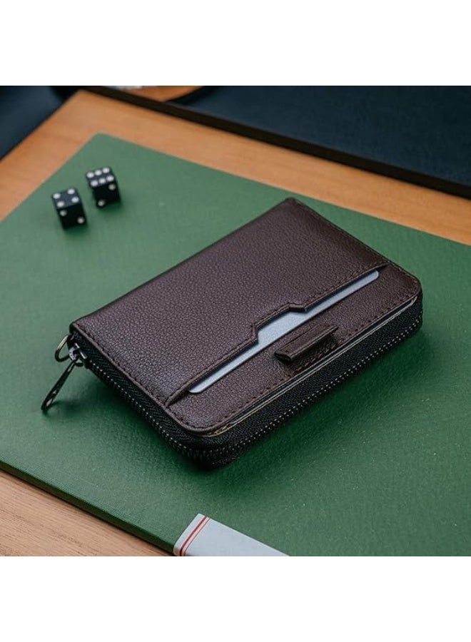Vaultskin Minimalist Leather Zipper Wallet. Small RFID-Blocking Multi-Card Holder with Coin Compartment MAYFAIR - Image 5