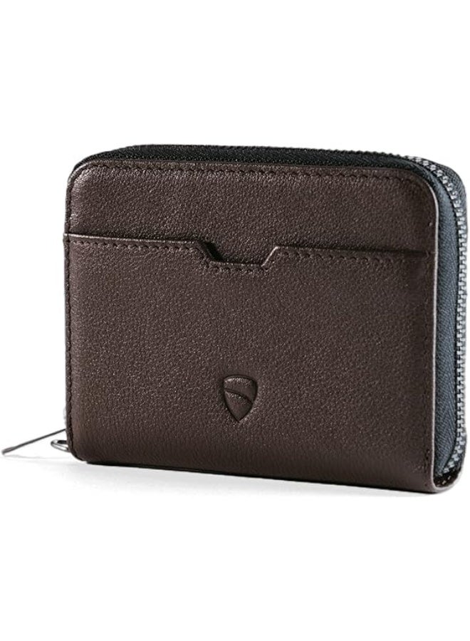 Vaultskin Minimalist Leather Zipper Wallet. Small RFID-Blocking Multi-Card Holder with Coin Compartment MAYFAIR - Image 1