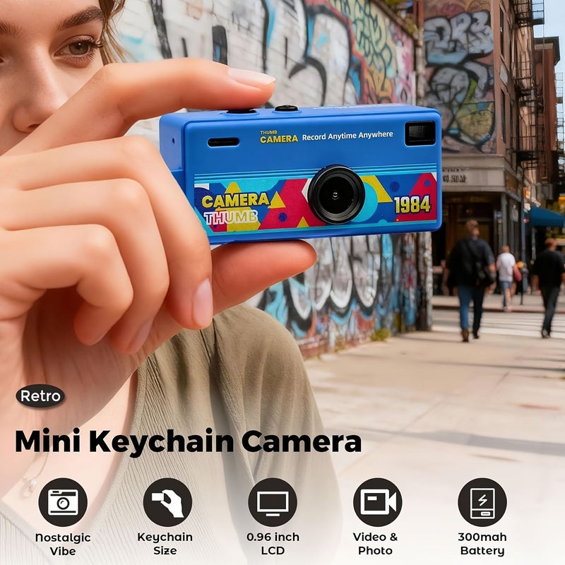 1984 Blue Mini Point And Shoot Digital Camera 1080P Auto Focus Built In Flash Lightweight - Image 4