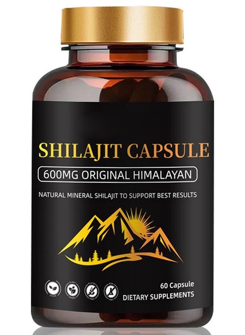 Himalayan Shilajit Capsules- 600 mg Equivalent - Natural Energy & Stamina Booster - 60 Veg Capsules