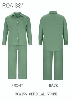roaiss Ladies 2 Piece Set New Trend Fashion Cotton Linen Shirt Suit Loose Pants Summer Spring Clothes for Women Breathable and Cool Long-Sleeve Lapel Shirt  - Image 4